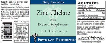 Physician's Preference Zinc Chelate 30 mg - supplement