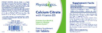 PhysioLogics Calcium Citrate With Vitamin D3 - supplement