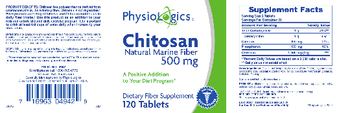 PhysioLogics Chitosan Natural Marine Fiber 500 mg - fiber supplement