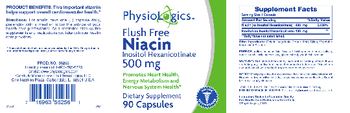 PhysioLogics Flush Free Niacin Inositol Hexanicotinate 500 mg - supplement