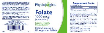 PhysioLogics Folate 1000 mcg - supplement