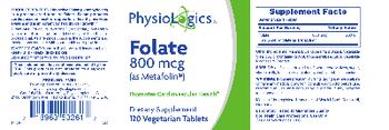 PhysioLogics Folate 800 mcg As Metafolin - supplement