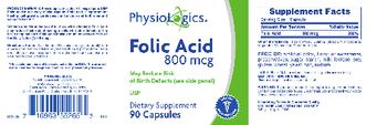 PhysioLogics Folic Acid 800 mcg - supplement