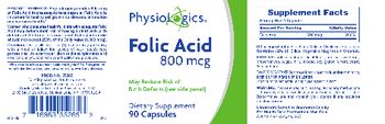 PhysioLogics Folic Acid 800 mcg - supplement