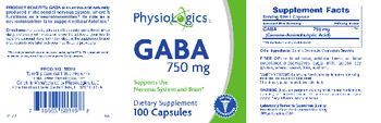 PhysioLogics GABA 750 mg - supplement