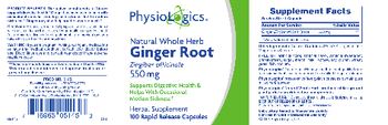 PhysioLogics Ginger Root 550 mg - herbal supplement