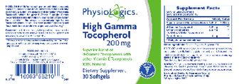 PhysioLogics High Gamma Tocopherol 200 mg - supplement