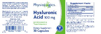 PhysioLogics Hyaluronic Acid 100 mg - supplement