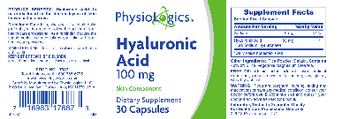 PhysioLogics Hyaluronic Acid 100 mg - supplement