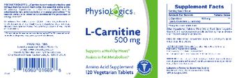 PhysioLogics L-Carnitine 500 mg - amino acid supplement