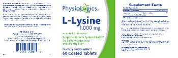PhysioLogics L-Lysine 1000 mg - supplement