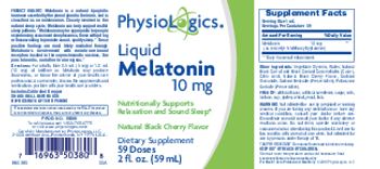 PhysioLogics Liquid Melatonin 10 mg Natural Black Cherry Flavor - supplement