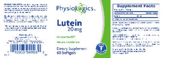 PhysioLogics Lutein 20 mg - supplement