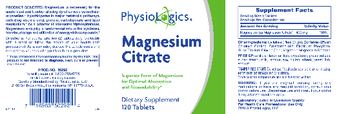 PhysioLogics Magnesium Citrate - supplement