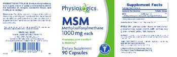 PhysioLogics MSM Methylsulfonylmethane 1000 mg - supplement