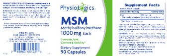 PhysioLogics MSM Methylsulfonylmethane 1000 mg - supplement