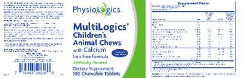PhysioLogics MultiLogics Children's Animal Chews with Calcium Delicious Berry Flavor - supplement