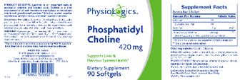 PhysioLogics Phosphatidyl Choline 420 mg - supplement