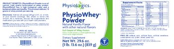 PhysioLogics PhysioWhey Powder - supplement
