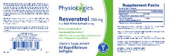 PhysioLogics Resveratrol 250 mg Plus Red Wine Extract 10 mg - supplement
