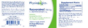 PhysioLogics Resveratrol 250 mg Plus Red Wine Extract 10 mg - supplement