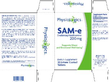 PhysioLogics SAM-e S-Adenosylmethionine 200 mg - supplement