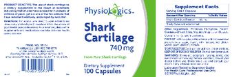 PhysioLogics Shark Cartilage 740 mg - supplement