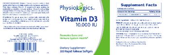 PhysioLogics Vitamin D3 10,000 IU - supplement