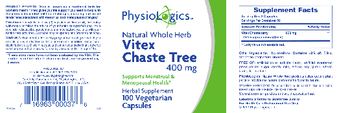 PhysioLogics Vitex Chaste Tree 400 mg - herbal supplement