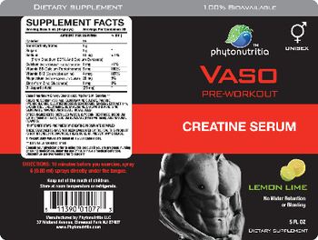 Phytonutritia Vaso Pre-Workout Creatine Serum Lemon Lime - supplement