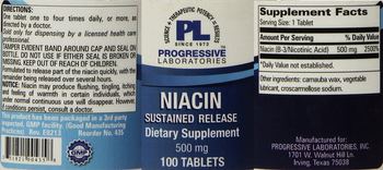 PL Progressive Laboratories Niacin Sustained Release 500 mg - supplement