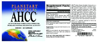 Planetary Herbals AHCC 500 mg - herbal supplement