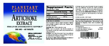 Planetary Herbals Artichoke Extract 500 mg - herbal supplement