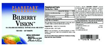 Planetary Herbals Bilberry Vision 100 mg - herbal supplement