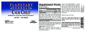 Planetary Herbals Calm Child 440 mg - herbal supplement