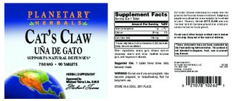 Planetary Herbals Cat's Claw 750 mg - herbal supplement