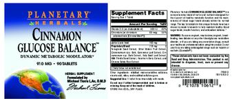 Planetary Herbals Cinnamon Glucose Balance 910 mg - herbal supplement