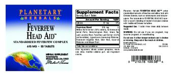 Planetary Herbals Feverfew Head Aid 615 mg - herbal supplement