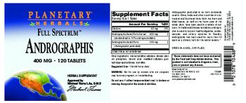 Planetary Herbals Full Spectrum Andrographis 400 mg - herbal supplement