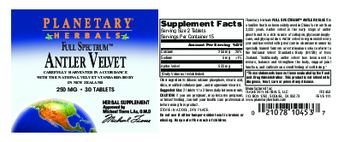 Planetary Herbals Full Spectrum Antler Velvet 250 mg - herbal supplement