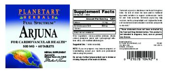 Planetary Herbals Full Spectrum Arjuna 500 mg - herbal supplement