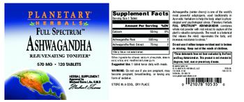 Planetary Herbals Full Spectrum Ashwagandha 570 mg - herbal supplement