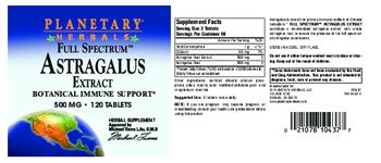 Planetary Herbals Full Spectrum Astragalus Extract 500 mg - herbal supplement