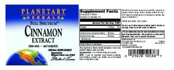 Planetary Herbals Full Spectrum Cinnamon Extract 200 mg - herbal supplement