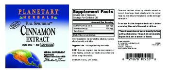 Planetary Herbals Full Spectrum Cinnamon Extract 200 mg - herbal supplement