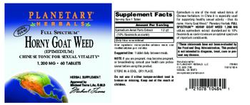 Planetary Herbals Full Spectrum Horny Goat Weed 1,200 mg - herbal supplement