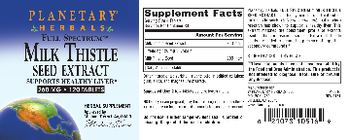 Planetary Herbals Full Spectrum Milk Thistle Seed Extract 260 mg - herbal supplement