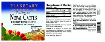 Planetary Herbals Full Spectrum Nopal Cactus 1,000 mg - herbal supplement