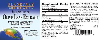Planetary Herbals Full Spectrum Olive Leaf Extract 825 mg - herbal supplement