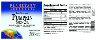 Planetary Herbals Full Spectrum Pumpkin Seed Oil 1,000 mg - herbal supplement